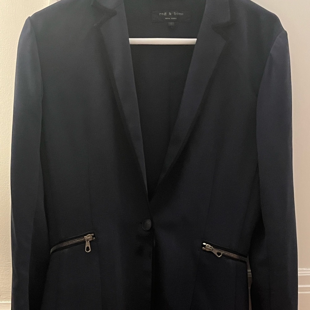 Rag & Bone Navy Women's Jacket With Branded Labels